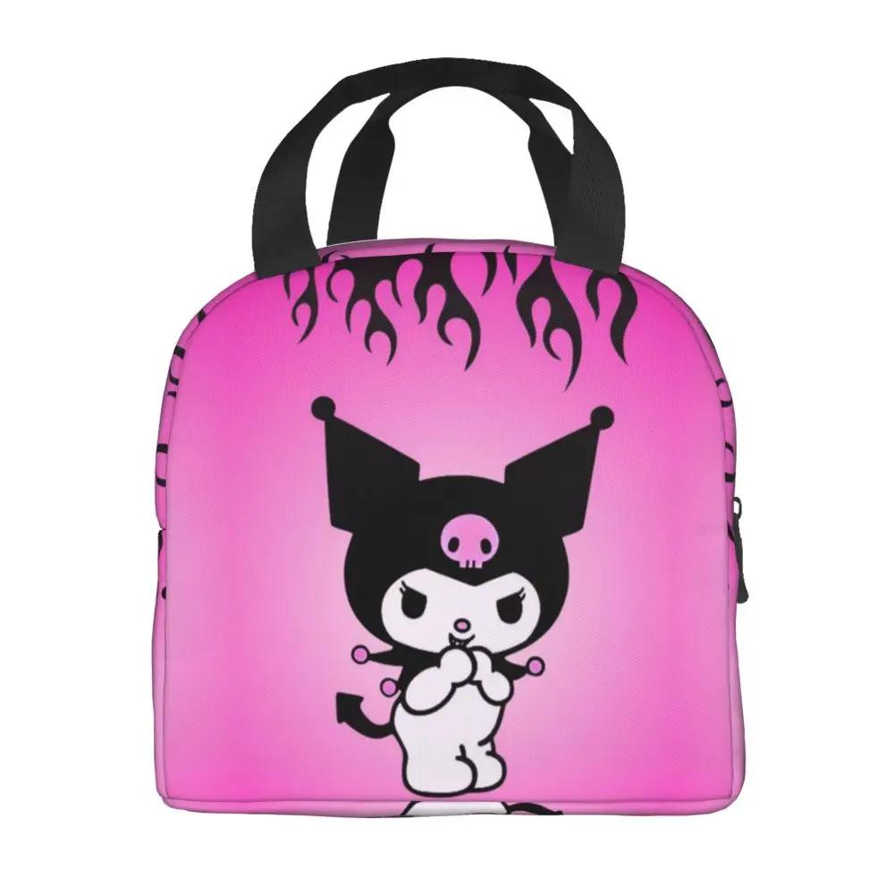 Sanrio Kawaii Cartoon Kuromi Pink Insulated Lunch Bag