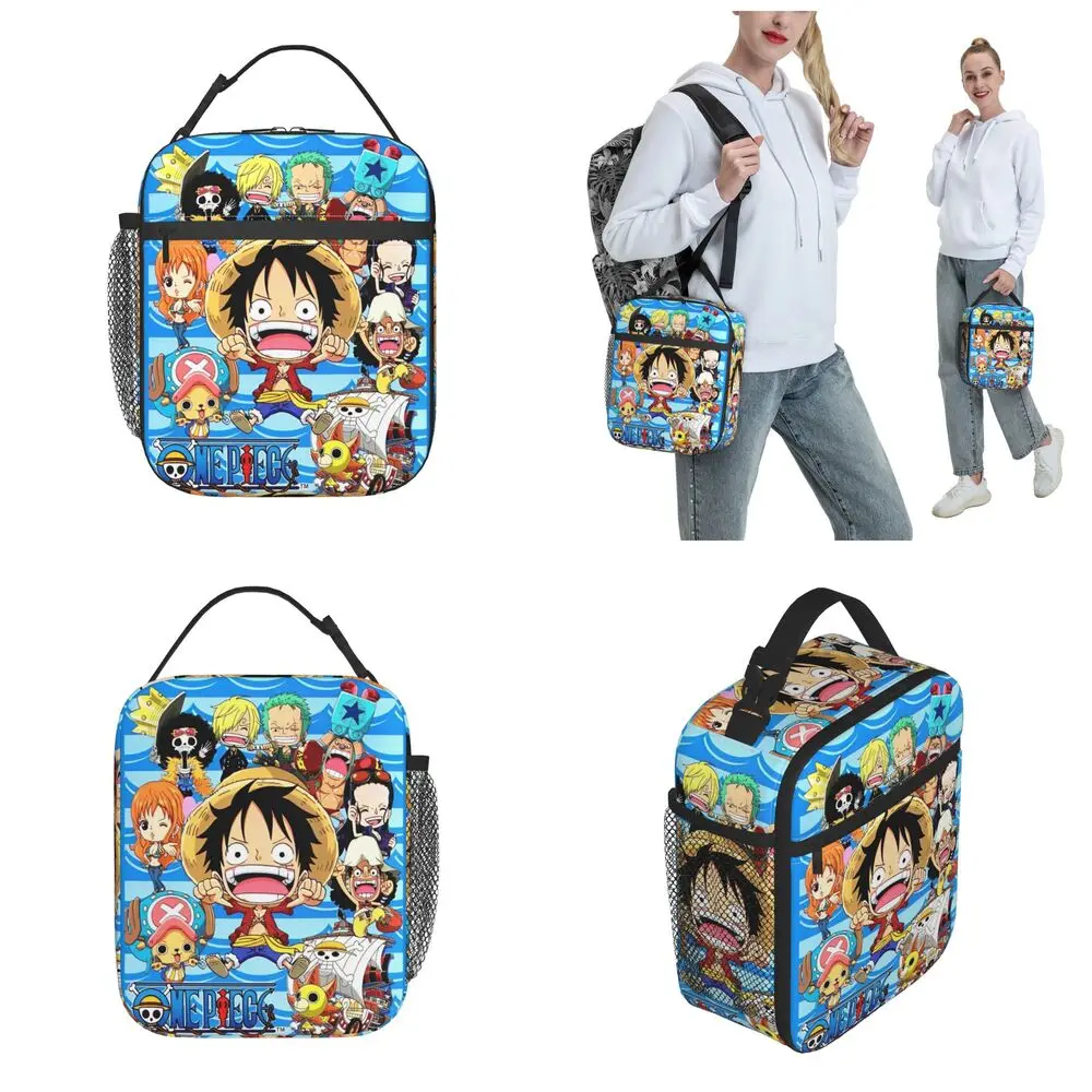 Anime Kawaii One Piece Straw Hat Pirates Crew Members Insulated Lunch Bag