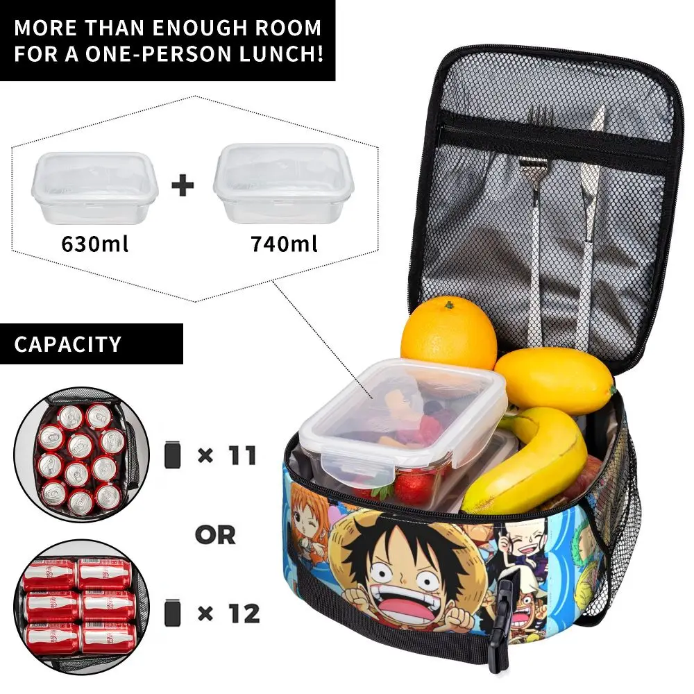 Anime Kawaii One Piece Straw Hat Pirates Crew Members Insulated Lunch Bag