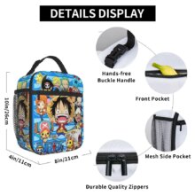 Monkey D. Luffy Anime One Piece Insulated Lunch Bag Leakproof Meal Container Cooler Bag Tote Lunch Box Office Travel Girl Boy Monkey D. Luffy Anime One Piece Insulated Lunch Bag Leakproof Meal Container Cooler Bag Tote Lunch Box Office Travel Girl Boy