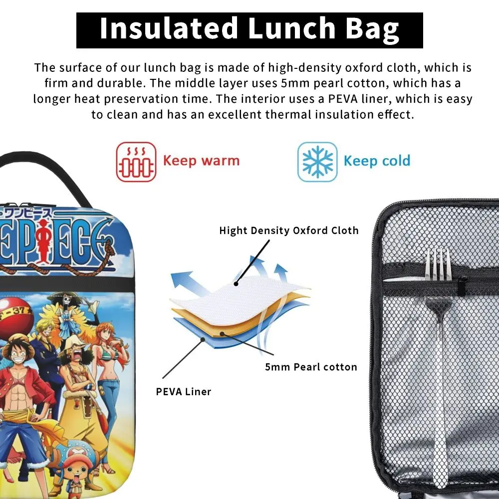 Anime One Piece Character Printed Kawaii Student Insulated Lunch Bag
