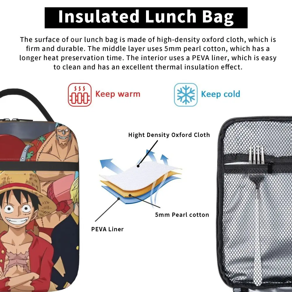 Kawaii Anime One Piece Character Printed Insulated Lunch Bag