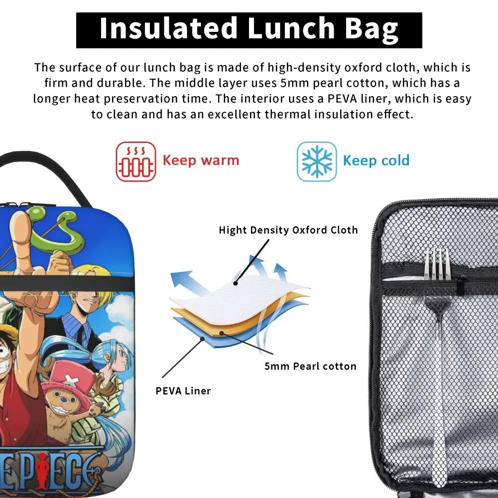 Anime Kawaii One Piece Thousand Sunny Student Insulated Lunch Bag