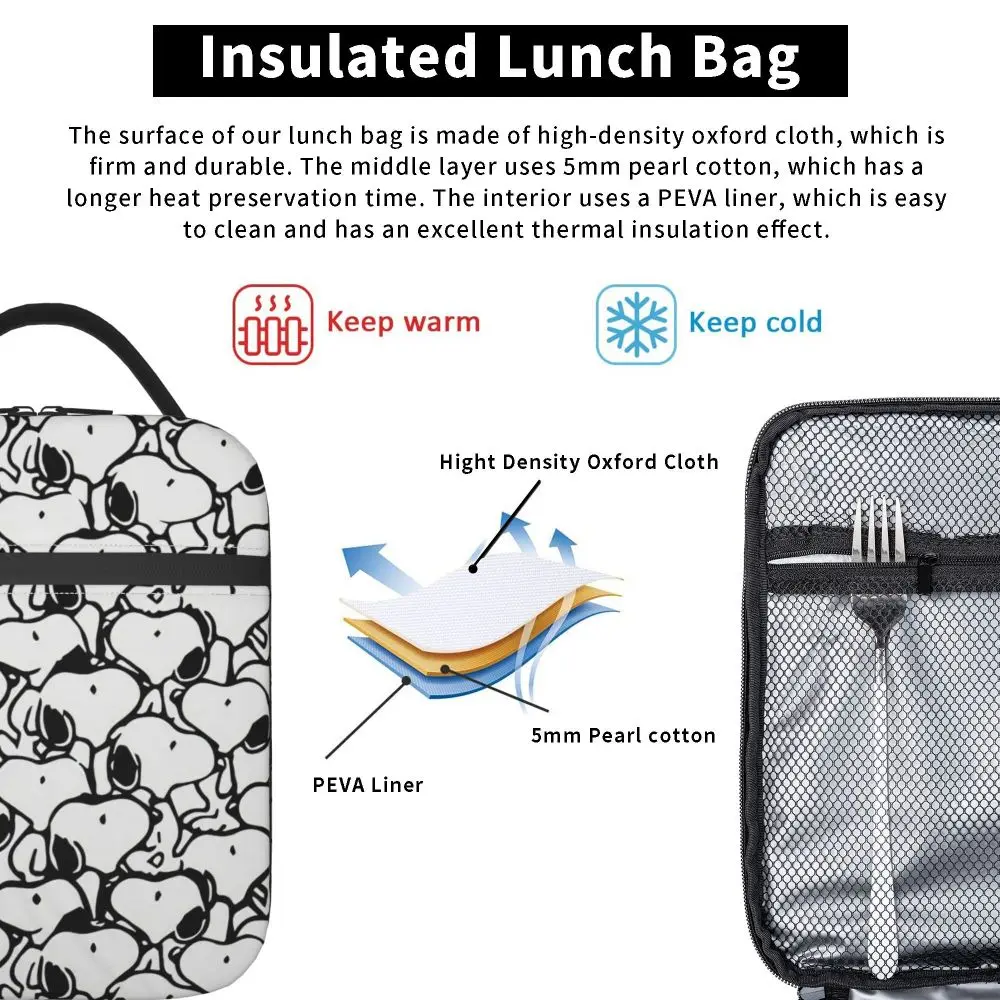 Kawaii Cartoon Snoopy Printed Insulated Lunch Bag