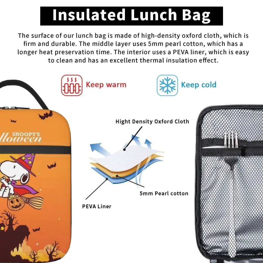 Kawaii Cartoon Snoopy Halloween Insulated Lunch Bag