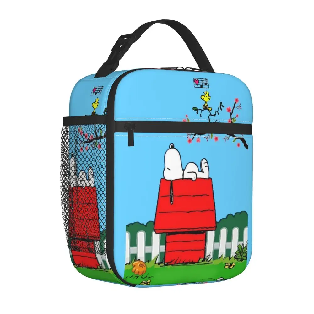 Kawaii Cartoon Sleeping Snoopy And Woodstock Insulated Lunch Bag