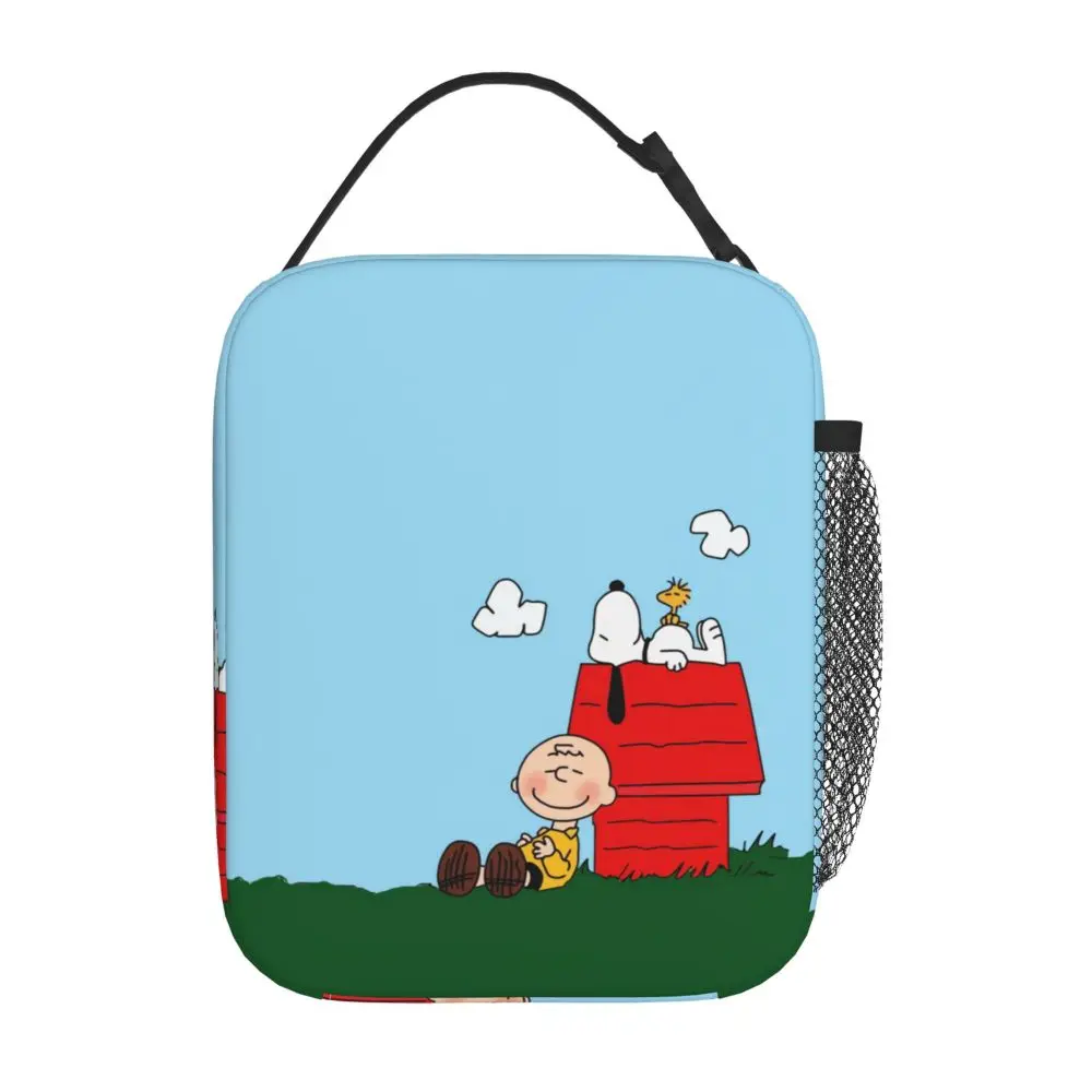 Kawaii Cartoon Snoopy And Charlie Brown With Woodstock Insulated Lunch Bag
