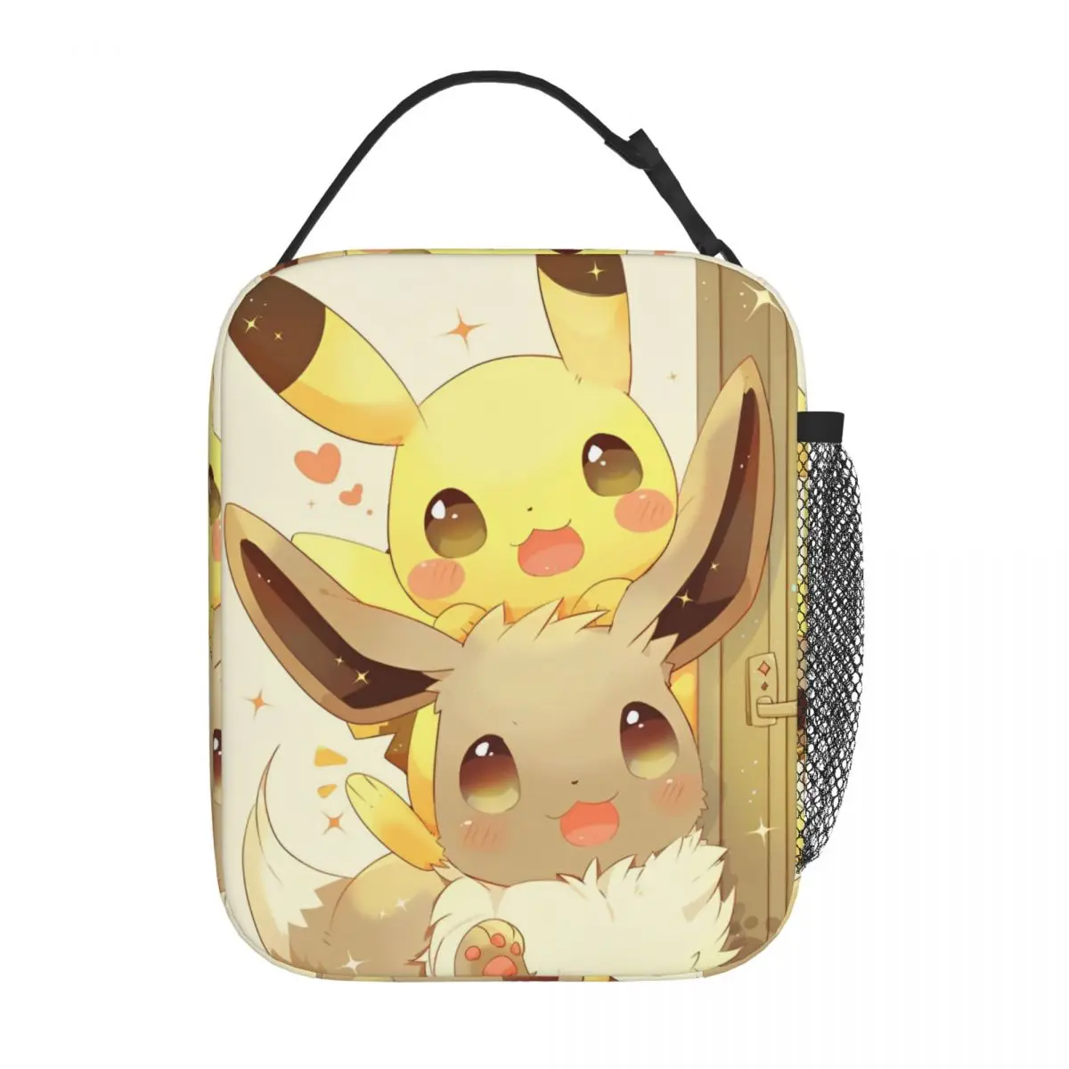 Cartoon Pokemon Pikachu And Eevee Kawaii Insulated Lunch Bag 