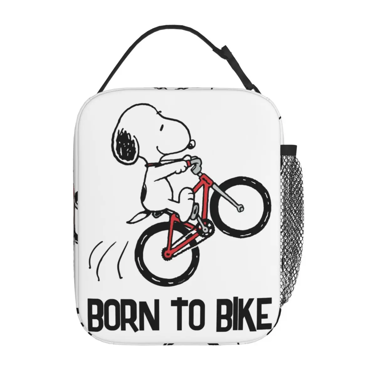 Kawaii Cartoon Snoopy Born To Bike Insulated Lunch Bag