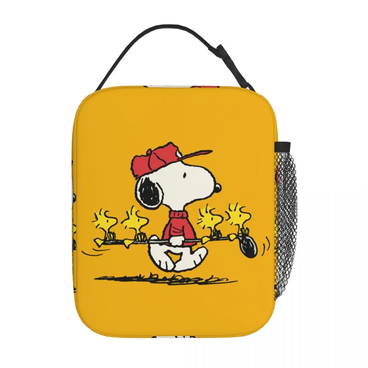 Kawaii Cartoon Snoopy And Woodstock Yellow Insulated Lunch Bag