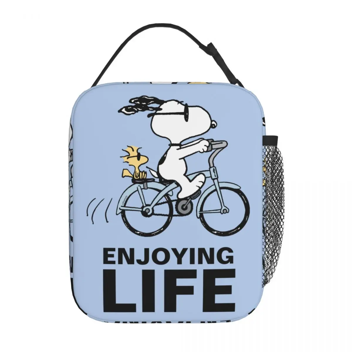 Kawaii Cartoon Snoopy And Woodstock Bicycle Insulated Lunch Bag