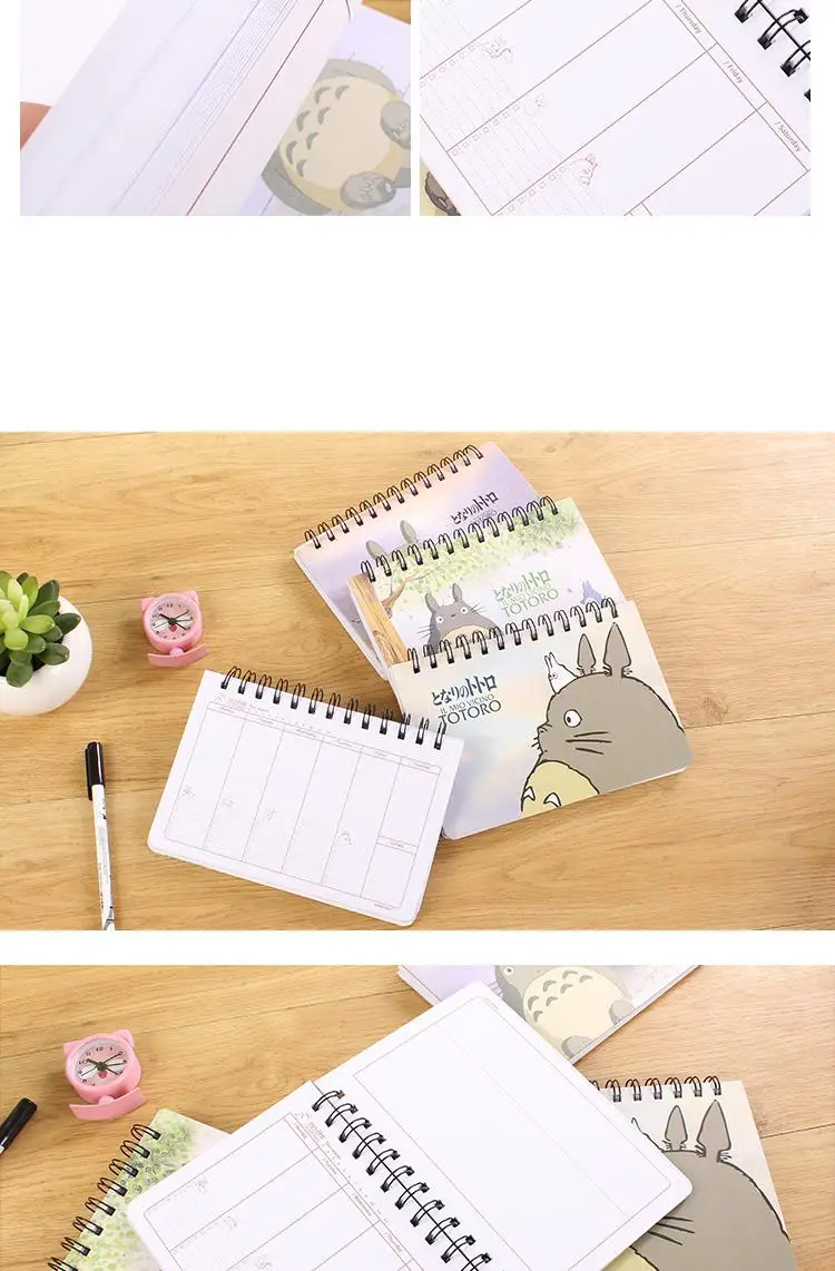 Kawaii Totoro Cartoon Weekly Spiral Notebook