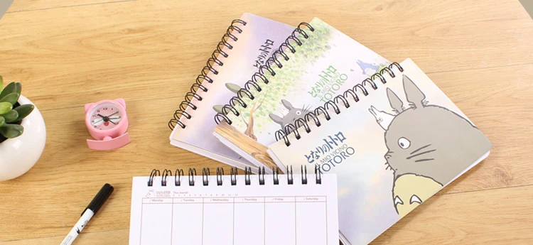 Kawaii Totoro Cartoon Weekly Spiral Notebook