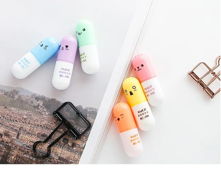 Kawaii Capsule Vitamin Pill Model Stationery Highlighter Pen
