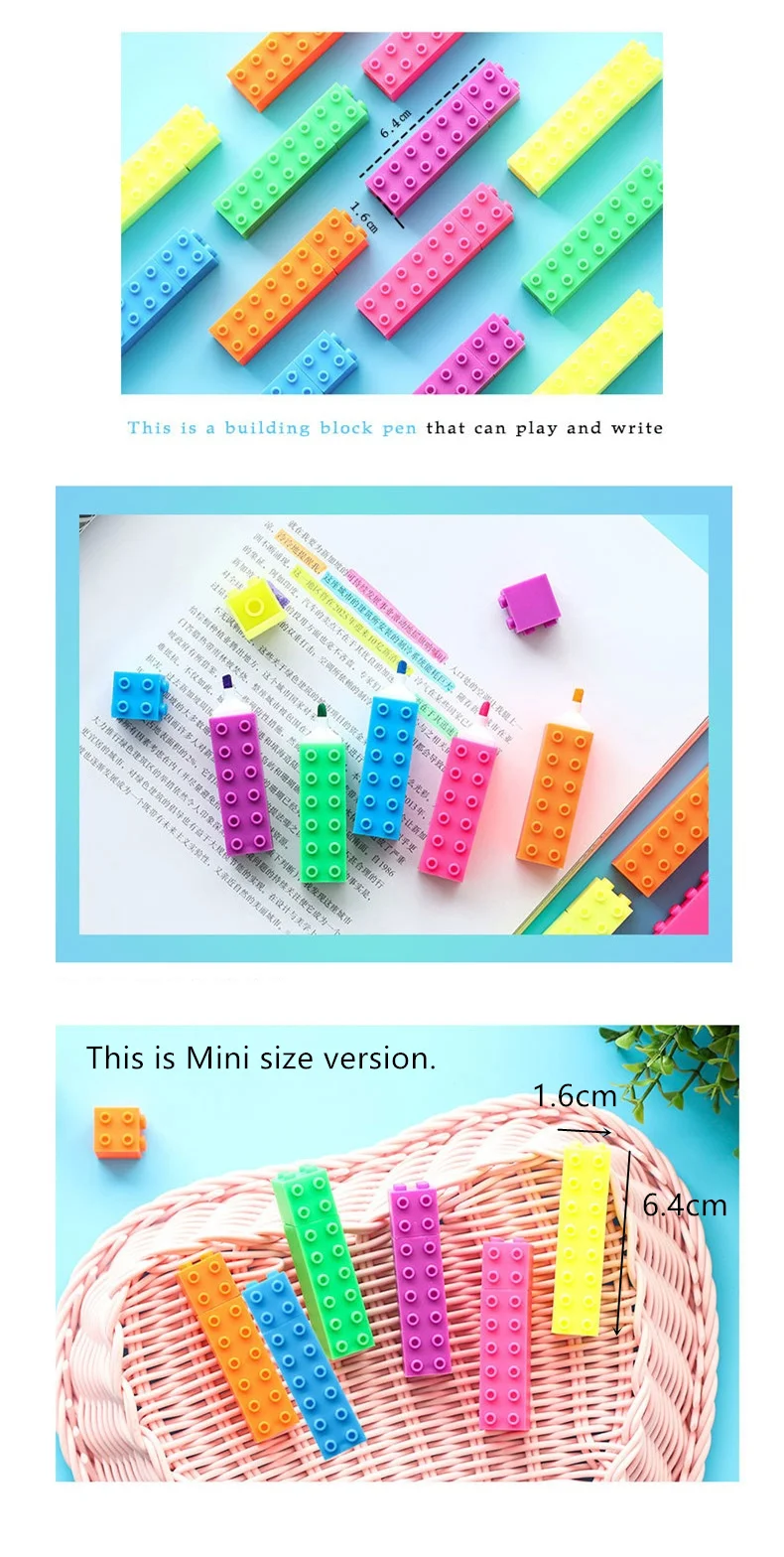 Kawaii Mini Building Up Block Stationery Highlighter Pen Kawaii Mini Building Up Block Stationery Highlighter Pen