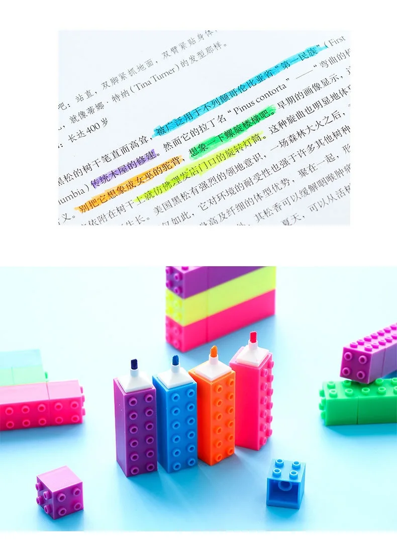 Kawaii Mini Building Up Block Stationery Highlighter Pen Kawaii Mini Building Up Block Stationery Highlighter Pen
