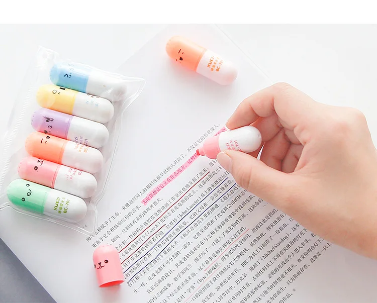 Capsule Vitamin Pill Stationery Highlighter Marker Pen