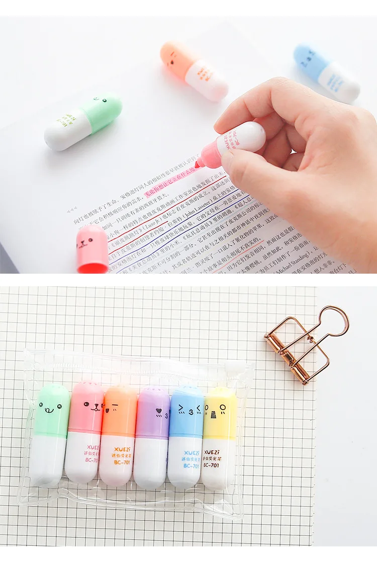 Capsule Vitamin Pill Stationery Highlighter Marker Pen