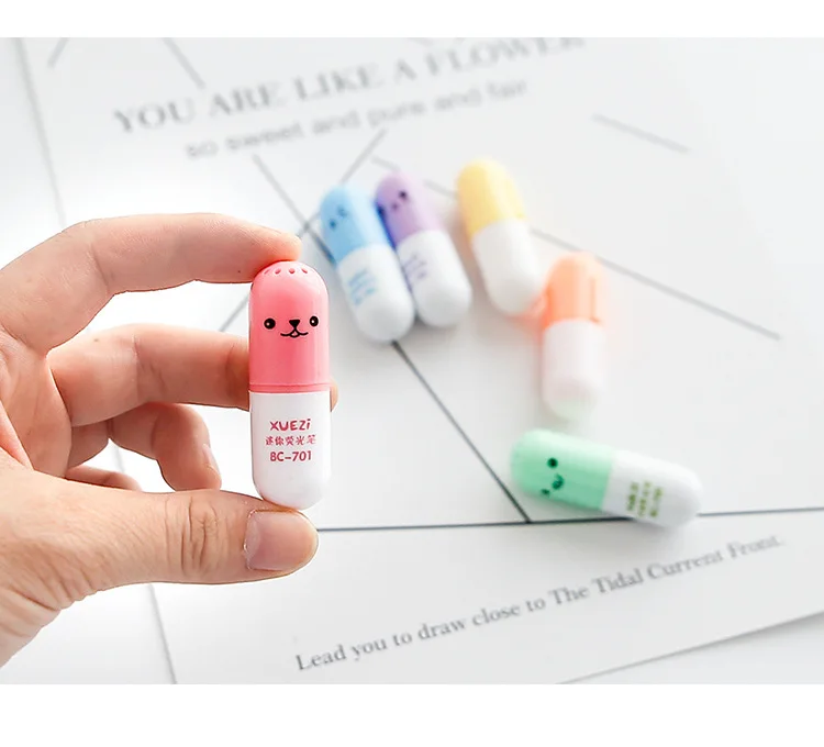 Capsule Vitamin Pill Stationery Highlighter Marker Pen