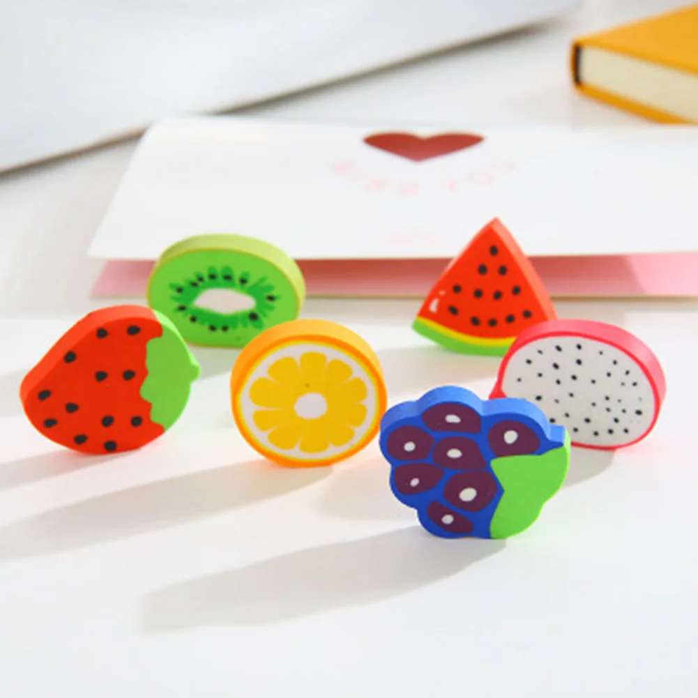 Cartoon Watermelon Orange Kiwi Grape Fruit Shape Stationery Eraser