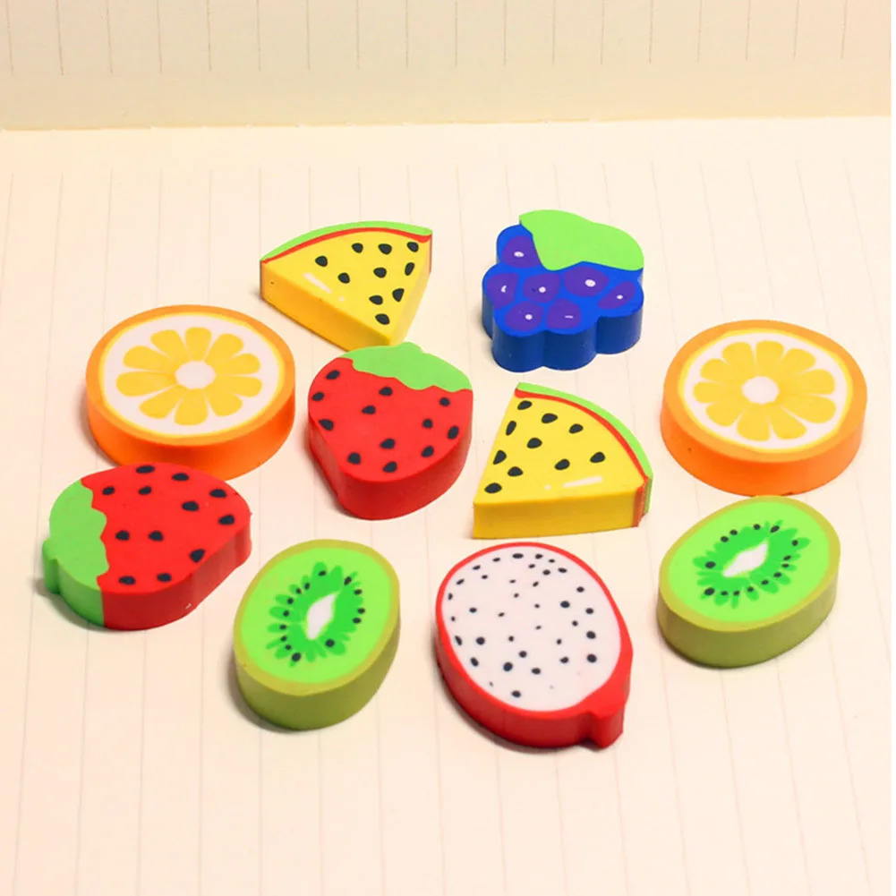 Cartoon Watermelon Orange Kiwi Grape Fruit Shape Stationery Eraser