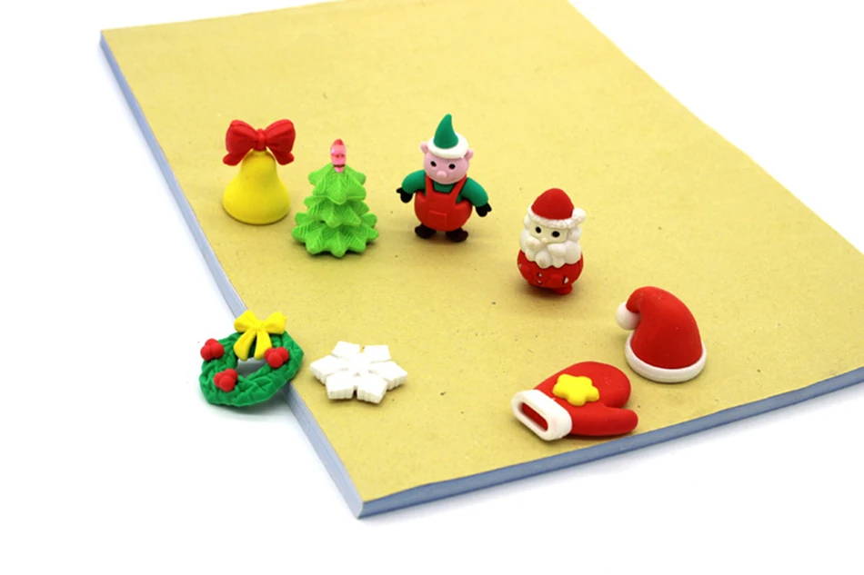 Kawaii Snowman Santa Claus Christmas Tree Model Rubber Set