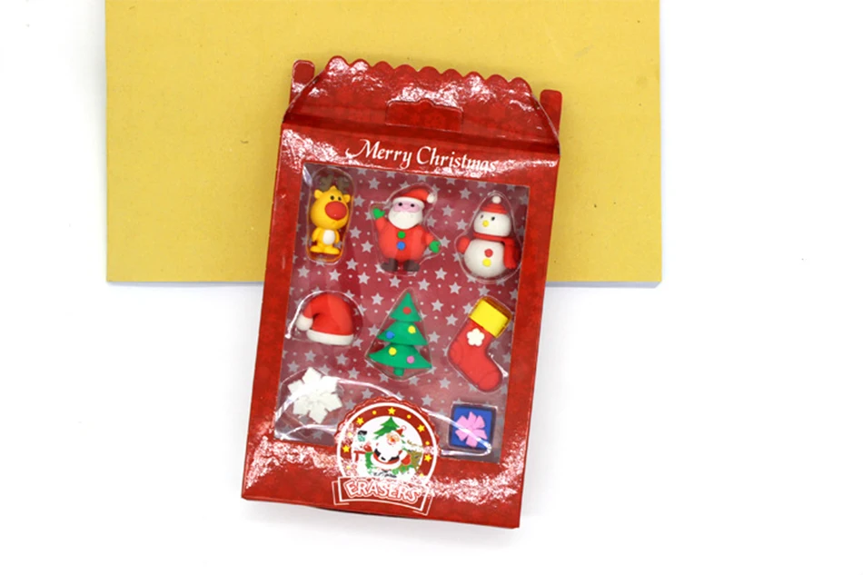 Kawaii Snowman Santa Claus Christmas Tree Model Rubber Set