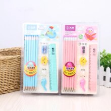 12 Pieces Kawaii Stationery Set Wooden Pencils Stationery Set with Eraser Cap Ruler Sharpener Grip for School 12 Pieces Kawaii Stationery Set Wooden Pencils Stationery Set with Eraser Cap Ruler Sharpener Grip for School