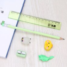 12 Pieces Kawaii Stationery Set Wooden Pencils Stationery Set with Eraser Cap Ruler Sharpener Grip for School 12 Pieces Kawaii Stationery Set Wooden Pencils Stationery Set with Eraser Cap Ruler Sharpener Grip for School