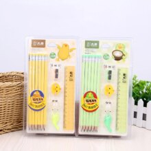 12 Pieces Kawaii Stationery Set Wooden Pencils Stationery Set with Eraser Cap Ruler Sharpener Grip for School 12 Pieces Kawaii Stationery Set Wooden Pencils Stationery Set with Eraser Cap Ruler Sharpener Grip for School