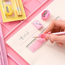 6Pcs/Set Kawaii Stationery Set Pencils With Eraser Ruler Sharpener 6Pcs/Set Kawaii Stationery Set Pencils With Eraser Ruler Sharpener