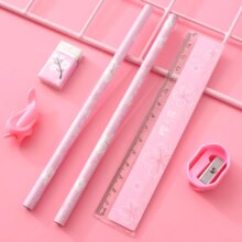 6Pcs/Set Kawaii Stationery Set Pencils With Eraser Ruler Sharpener 6Pcs/Set Kawaii Stationery Set Pencils With Eraser Ruler Sharpener