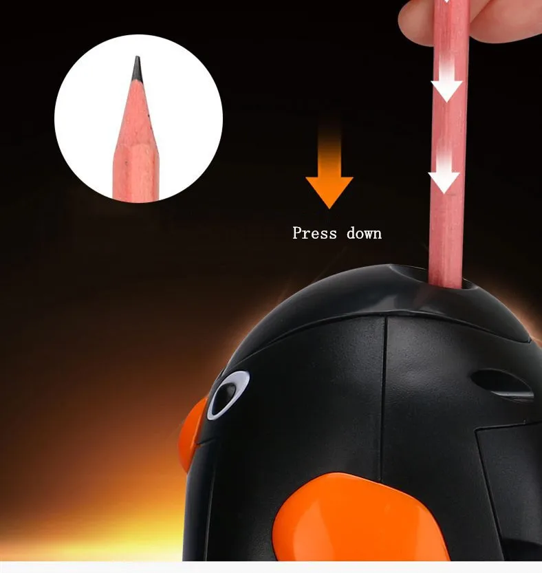 Kawaii Owl Penguin Ladybug Shape Automatic Electric Stationery Pencil Sharpener