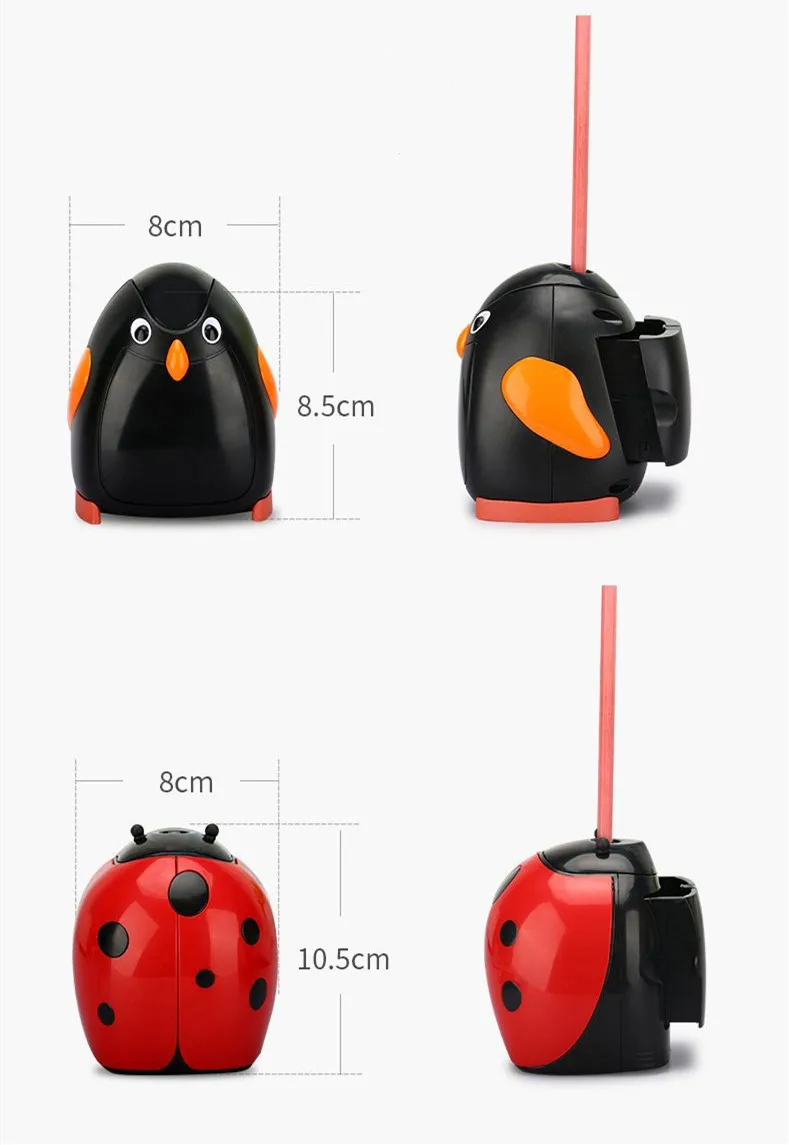 Kawaii Owl Penguin Ladybug Shape Automatic Electric Stationery Pencil Sharpener