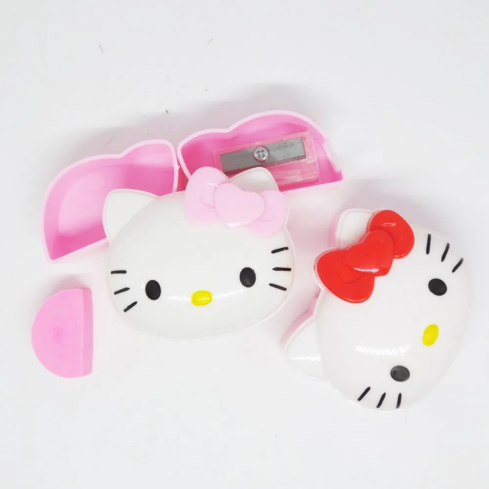Kawaii Hello Kitty Double Door Eraser And Pencil Sharpener