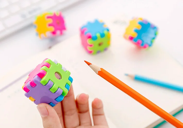 Kawaii Plastic Magic Cube Color Pencil Sharpeners For Child