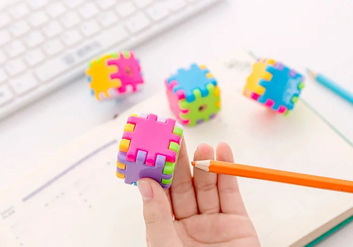 Kawaii Plastic Magic Cube Color Pencil Sharpeners For Child