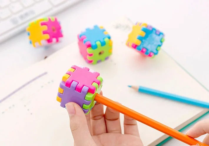 Kawaii Plastic Magic Cube Color Pencil Sharpeners For Child