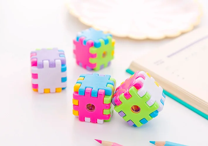 Kawaii Plastic Magic Cube Color Pencil Sharpeners For Child