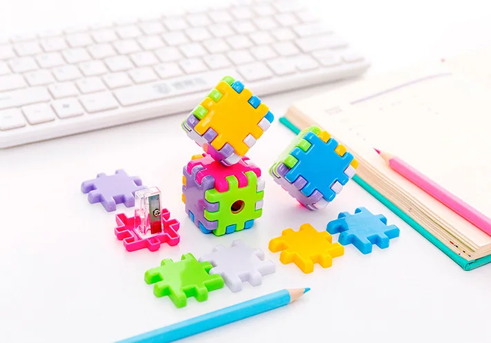 Kawaii Plastic Magic Cube Color Pencil Sharpeners For Child