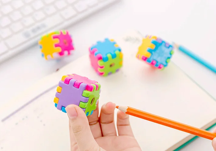 Kawaii Plastic Magic Cube Color Pencil Sharpeners For Child