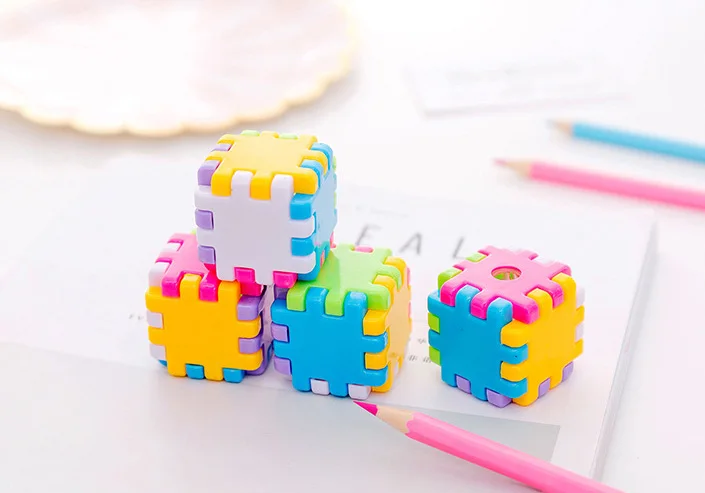 Kawaii Plastic Magic Cube Color Pencil Sharpeners For Child