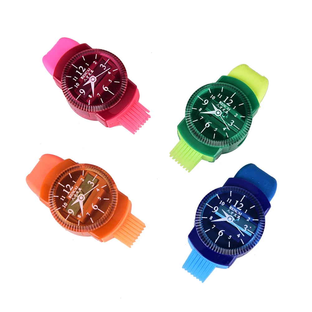 Kawaii Wristwatch Pencil Sharpener With Eraser And Brush For School Student