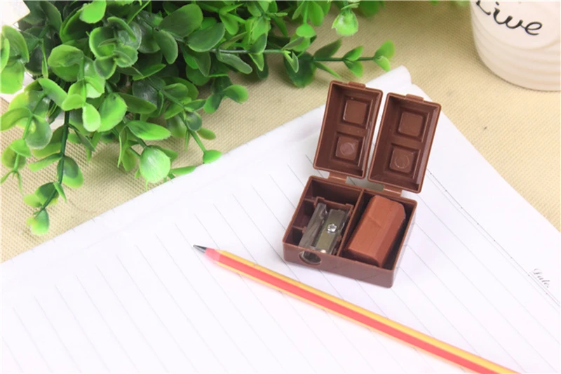 Kawaii Creative Chocolate Pencil Sharpener With Eraser For Kids Kawaii Creative Chocolate Pencil Sharpener With Eraser For Kids