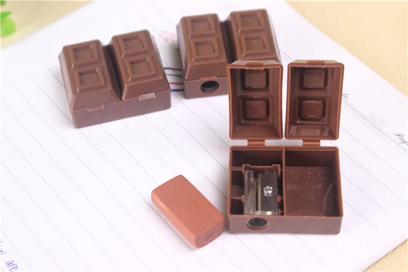 Kawaii Creative Chocolate Pencil Sharpener With Eraser For Kids Kawaii Creative Chocolate Pencil Sharpener With Eraser For Kids
