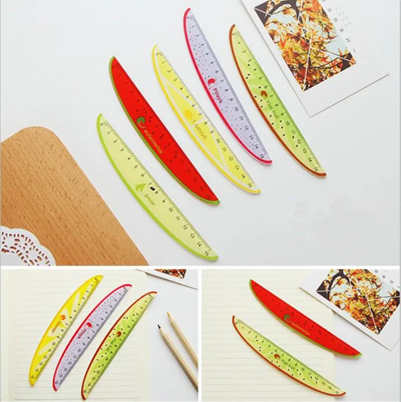 15cm Cute Kawaii Stationery Fruit Plastic Ruler Kiwi Watermelon Pitaya Lemon