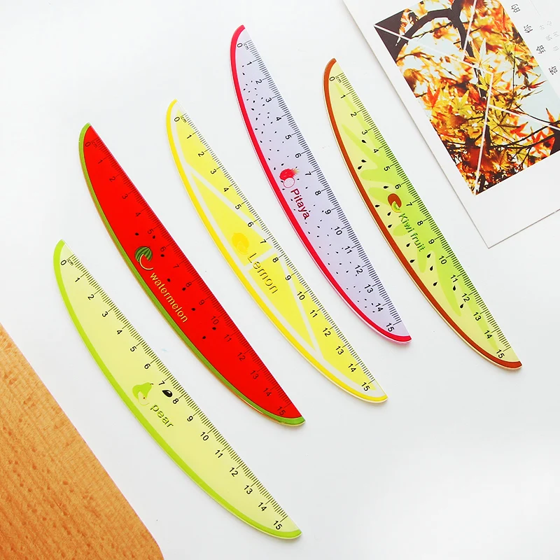 15cm Cute Kawaii Stationery Fruit Plastic Ruler Kiwi Watermelon Pitaya Lemon