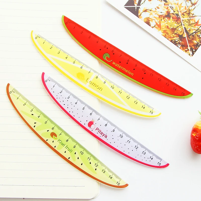 15cm Cute Kawaii Stationery Fruit Plastic Ruler Kiwi Watermelon Pitaya Lemon