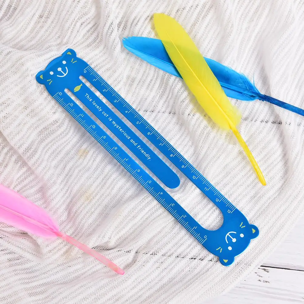Kawaii Cartoon Frog Bear Pig Cat Metal Paper Clip Stationery Ruler For Children
