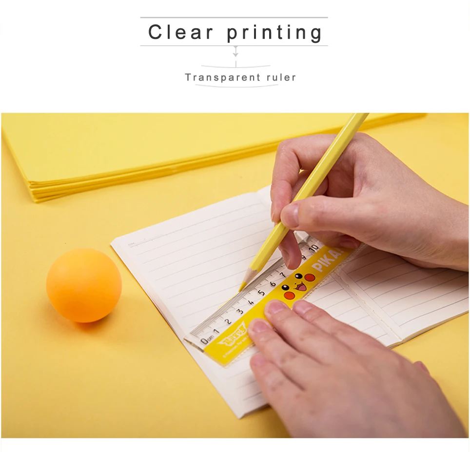 Pokemon Pikachu Pattern Transparent Stationery Plastic Ruler